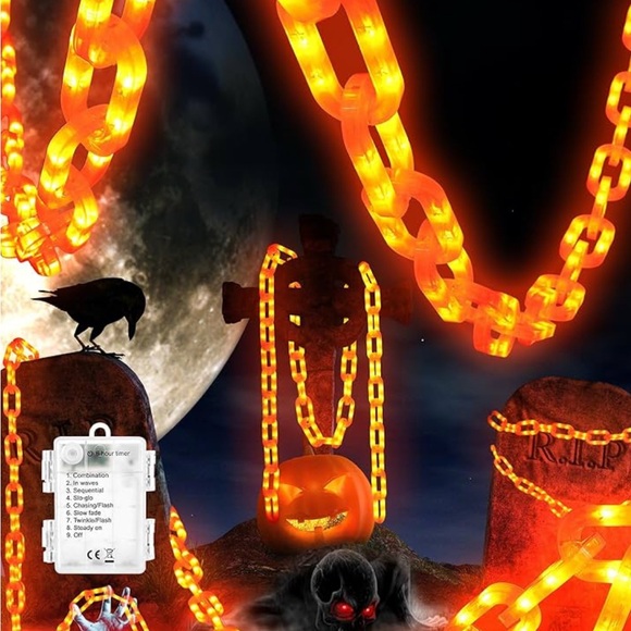Halloween LED Light-Up Chains - Orange